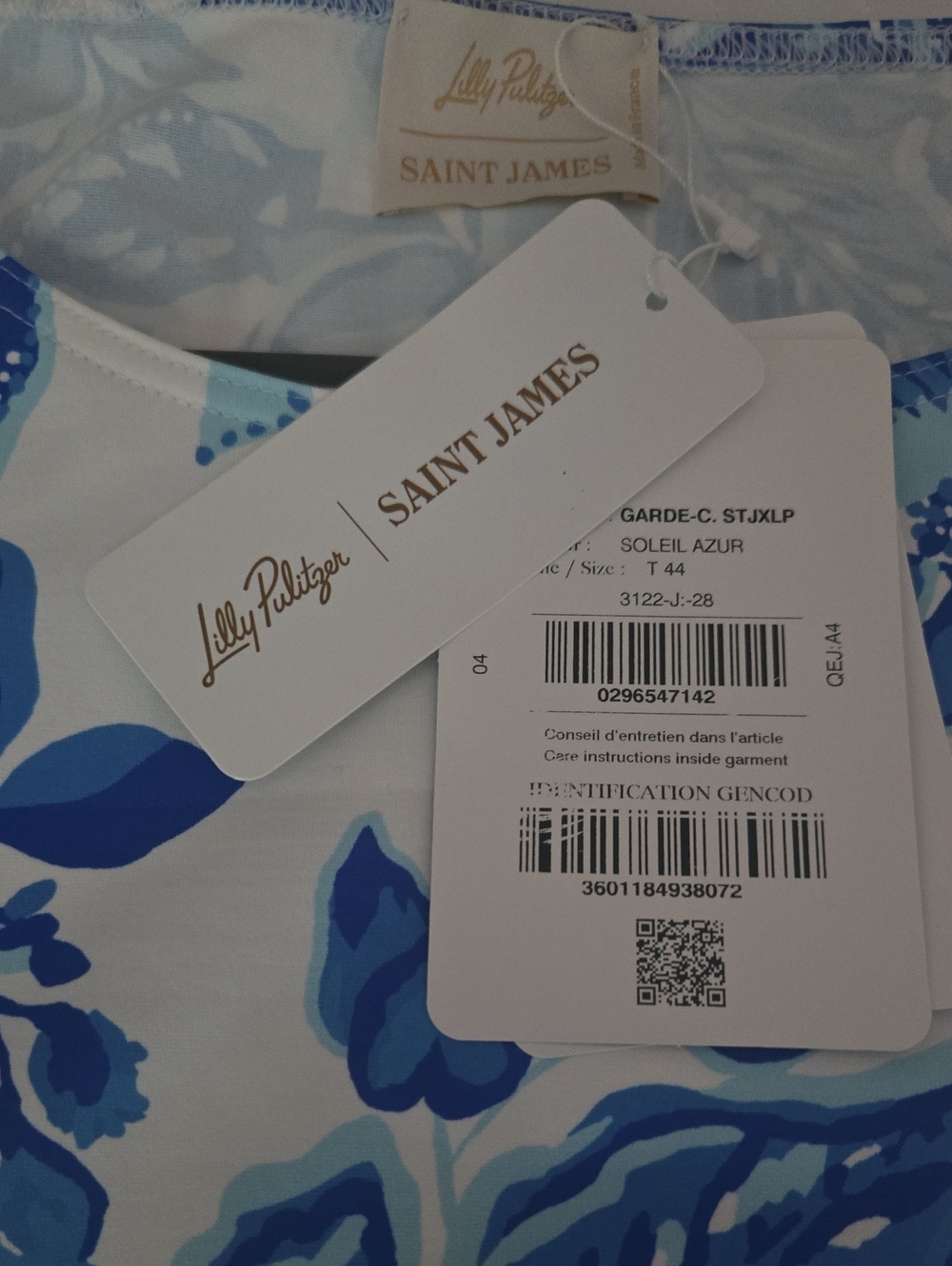 Lilly x Saint James Garde Cote MC Top, Azure Lilly Pulitzer - Picture 8 of 12